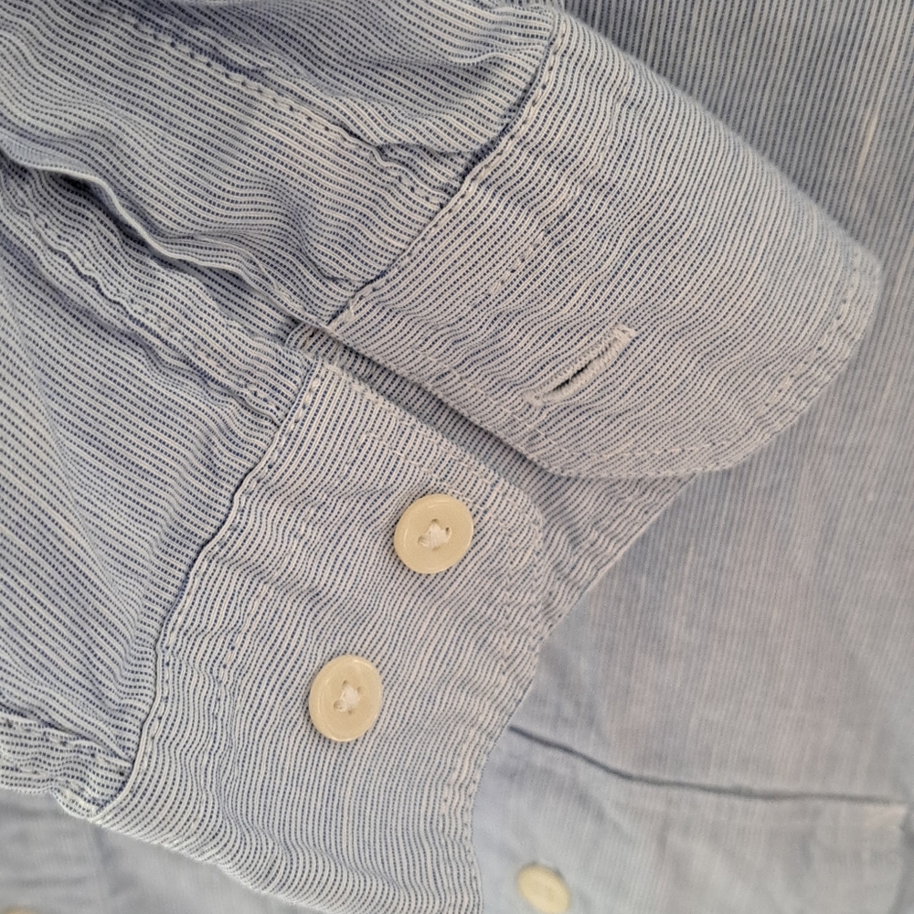 Banana Republic Blue Casual Button Down Shirt. Cotton/ Linen. - Picture 6 of 6